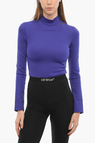 Stretch Fabric Bodysuit with Embossed Logo