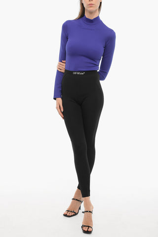 Stretch Fabric Bodysuit with Embossed Logo