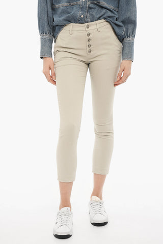 Cotton Twill Pants with Ornamental Buttons