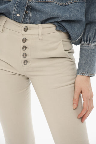 Cotton Twill Pants with Ornamental Buttons