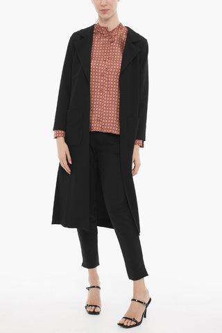 Blazer Lunga a Tinta Unita con Tache a Toppa