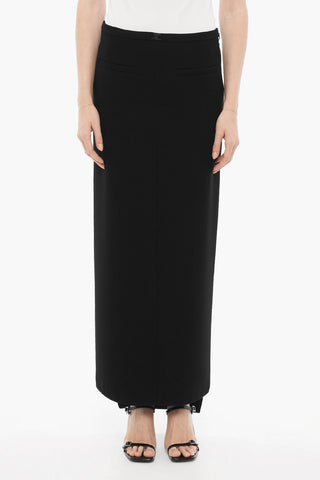 Solid Color JUTE Maxi Skirt with Double Split