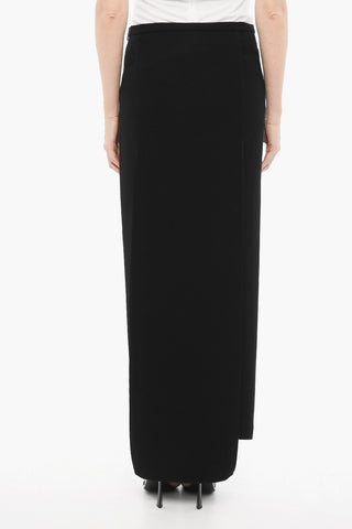 Solid Color JUTE Maxi Skirt with Double Split