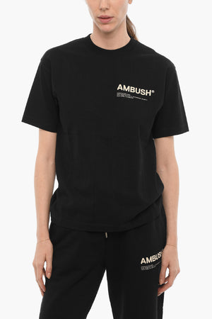 Solid-Color Crew Neck T-Shirt with Contrast Logo