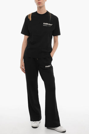 Solid-Color Crew Neck T-Shirt with Contrast Logo