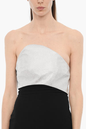 Sleeveless Wool-and-Silk Maxi Dress with Strass Detail