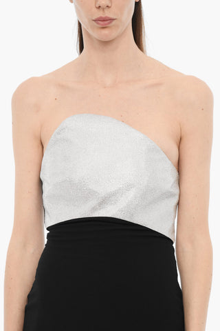 Maxi Dress Senza Maniche in Lana e Seta con Dettaglio in Strass