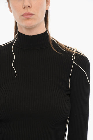 SEASONAL Gerippter Rollkragenpullover Mit Kontrastdetails