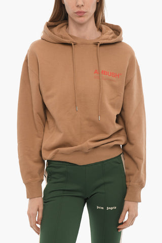 Hoodie aus gebürsteter Baumwolle mit aufgedrucktem Logo