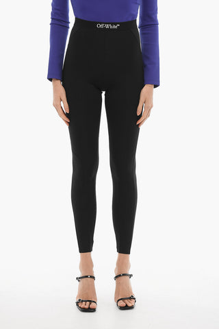 Solid Color Leggings with Logoed Elastic Band