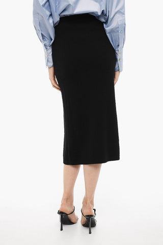Cotton and Nylon Maxi Wrap Skirt with Belt