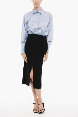Cotton and Nylon Maxi Wrap Skirt with Belt