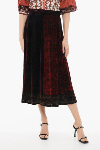 Velvet anthemion-motif Maxi Skirt