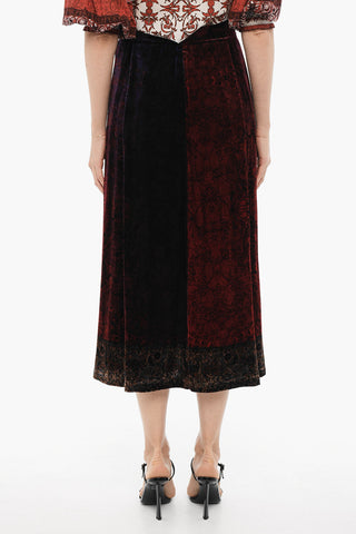 Velvet anthemion-motif Maxi Skirt