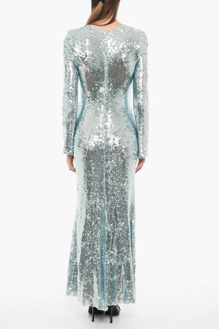 Long Sleeved Sequined Maxi Dress