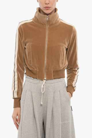 Velvet Sweatshirt with Zip Closure