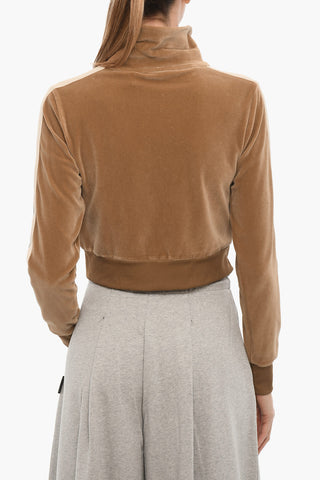 Velvet Sweatshirt with Zip Closure