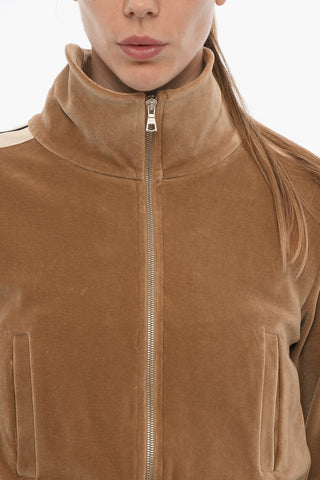 Velvet Sweatshirt with Zip Closure