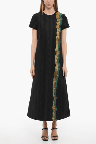 Maxi Abito in Jacquard con Dettaglio in Lurex