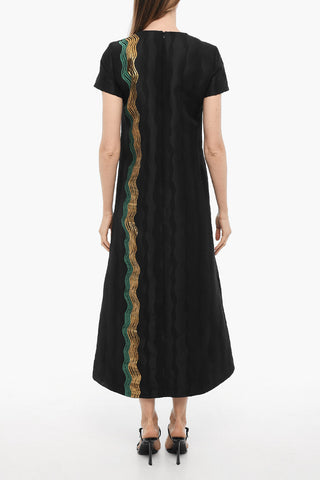 Maxi Abito in Jacquard con Dettaglio in Lurex