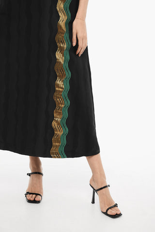 Maxi Abito in Jacquard con Dettaglio in Lurex