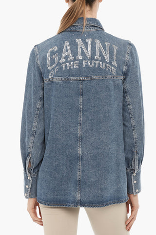 Overshirt in Denim con Bottoni Automatici