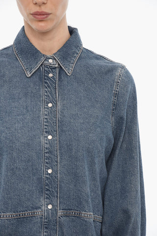 Overshirt in Denim con Bottoni Automatici