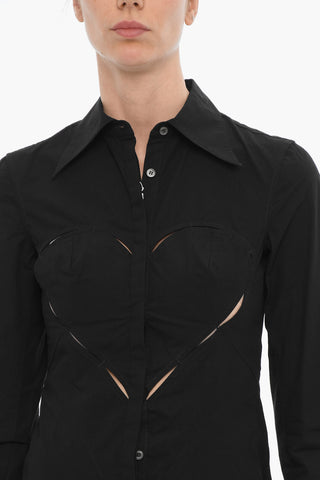 Solid-Color Shirt Dress with Cut-Out Details