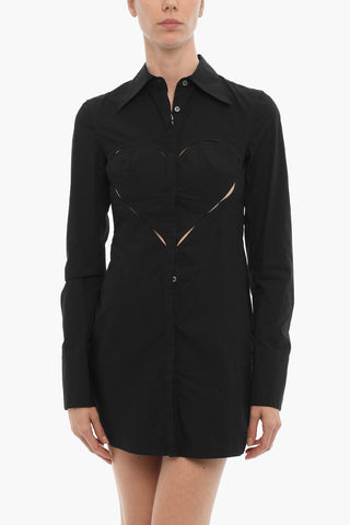 Solid-Color Shirt Dress with Cut-Out Details