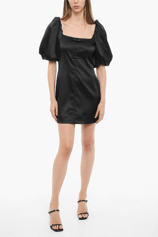 Satin Mini Dress with Balloon Sleeves