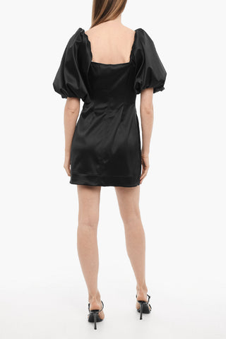 Satin Mini Dress with Balloon Sleeves