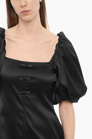 Satin Mini Dress with Balloon Sleeves