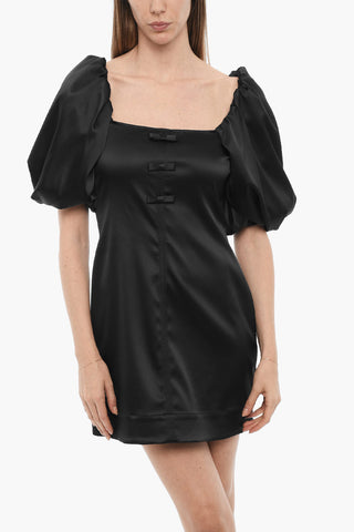Satin Mini Dress with Balloon Sleeves