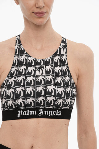 Stretch Fabric PALMS LOGO Active Crop Top