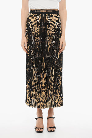 Plissierter Maxirock mit Animal-Print