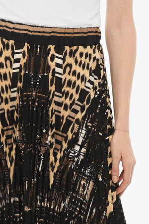 Plissierter Maxirock mit Animal-Print