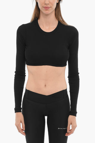 Long Sleeved Ribbed Cropped T-Shirt