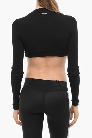 Long Sleeved Ribbed Cropped T-Shirt