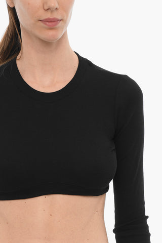 Long Sleeved Ribbed Cropped T-Shirt