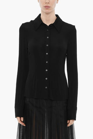 Camicia in Tinta Unita con Bottoni Logati