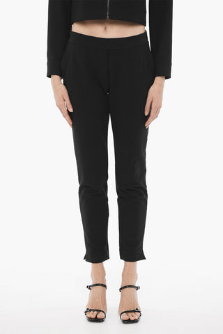 Pantaloni Casual in Cotone Felpato con Spacco alla Caviglia