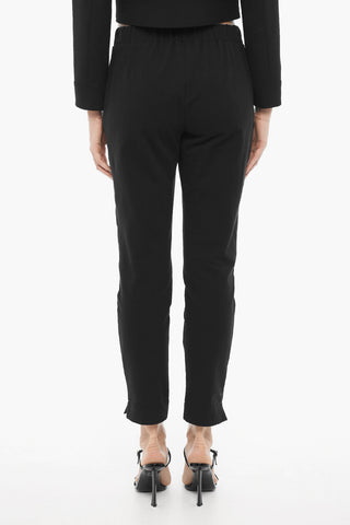 Fleeced Cotton Casual Pants with Ankle Split