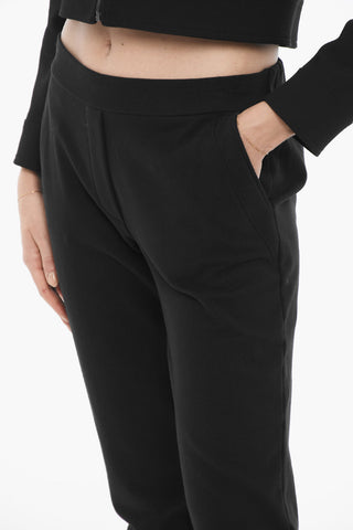 Pantaloni Casual in Cotone Felpato con Spacco alla Caviglia