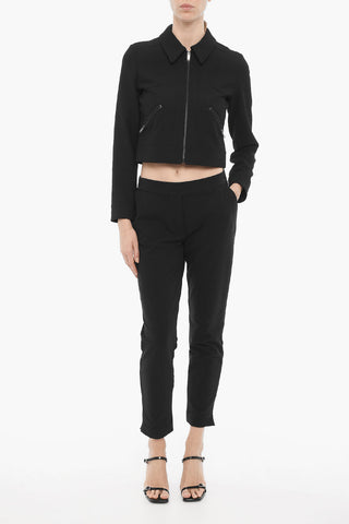 Fleeced Cotton Casual Pants with Ankle Split