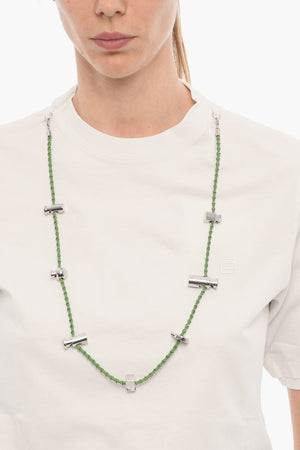 Solid-Color Crew Neck T-Shirt STOPPERS with Removable Chain