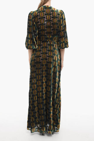 Velvet CAMERINO Maxi Dress with Front Buttoning