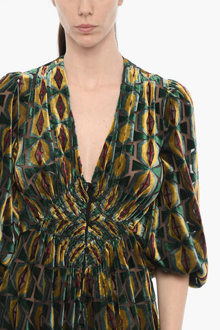 Velvet CAMERINO Maxi Dress with Front Buttoning