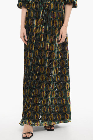 Velvet CAMERINO Maxi Dress with Front Buttoning