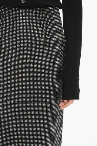 All-Over Rhinestone Maxi Skirt with Split On the Back