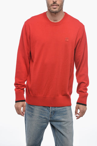 Solid Color Wool Crew-neck Sweater